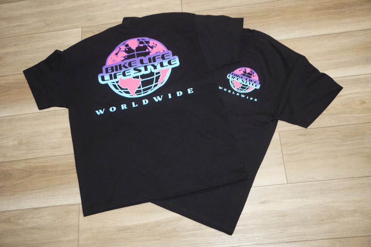 BLLS 🌐 WORLD WIDE GLOBAL SHIRT (BLACK/ MIAMI)