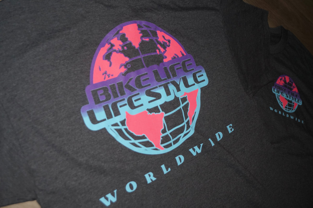 BLLS 🌐 WORLD WIDE GLOBAL SHIRT (CHARCOAL GRAY/ MIAMI)