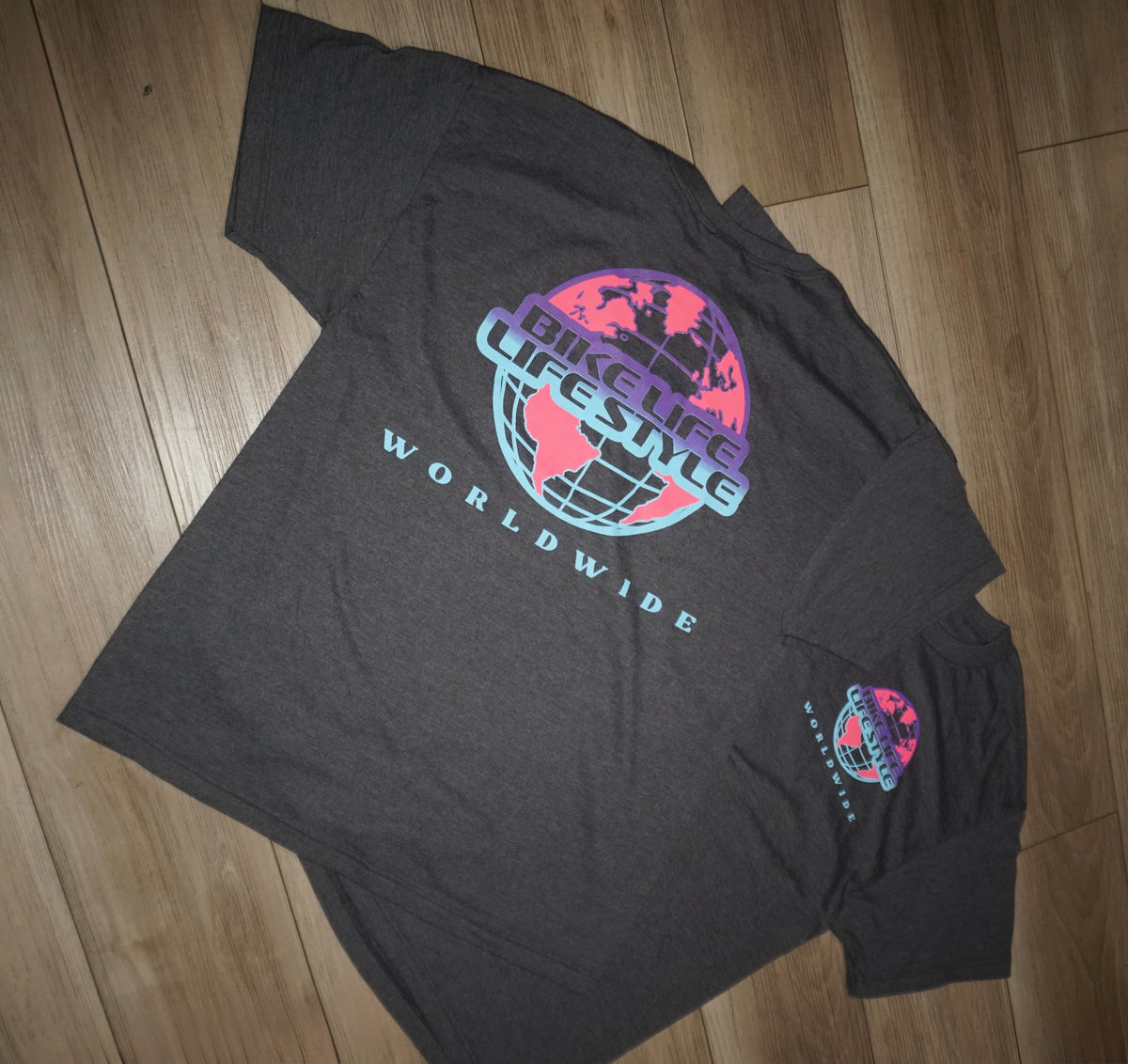 BLLS 🌐 WORLD WIDE GLOBAL SHIRT (CHARCOAL GRAY/ MIAMI)