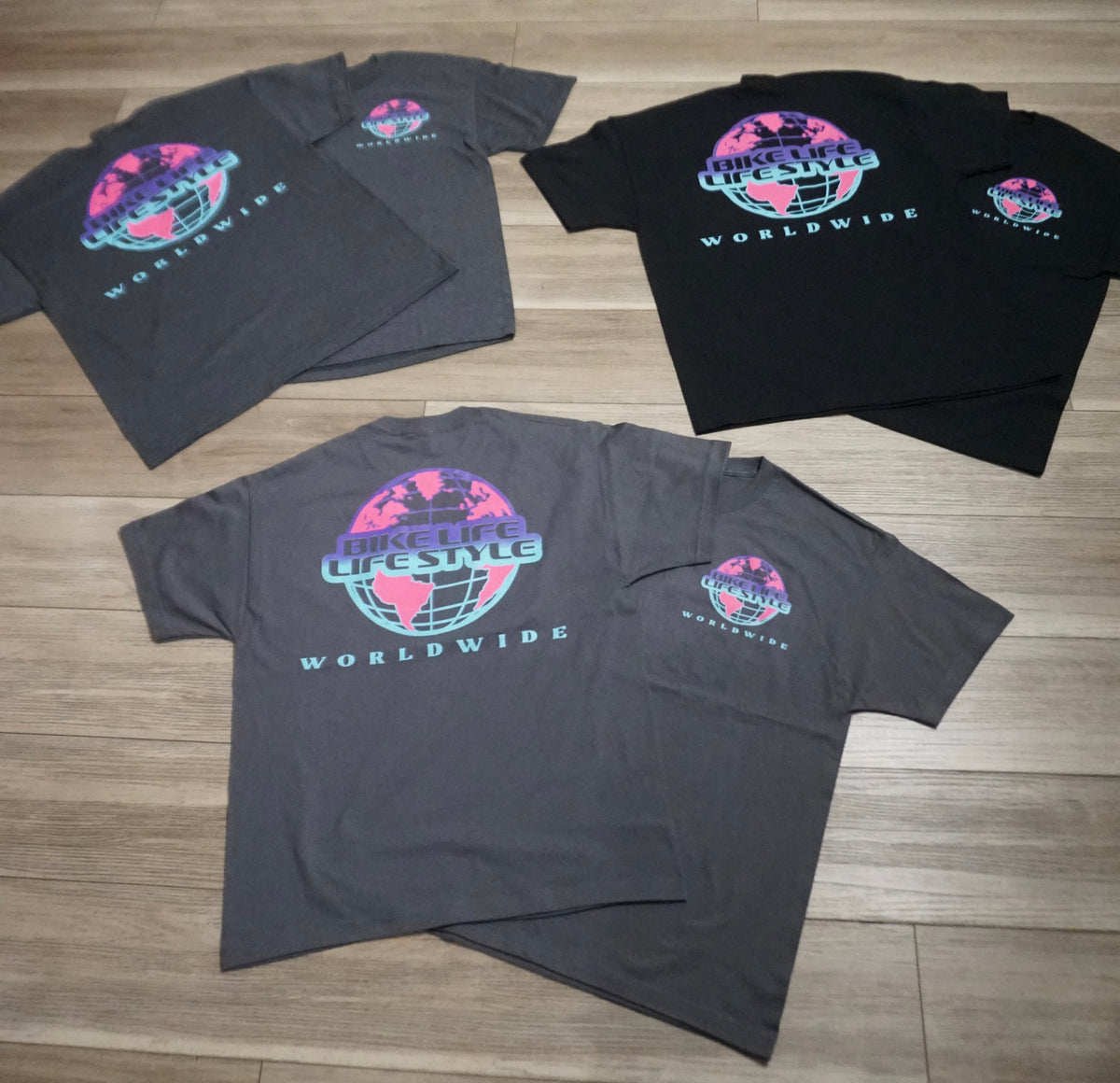 BLLS 🌐 WORLD WIDE GLOBAL SHIRT (CHARCOAL GRAY/ MIAMI)