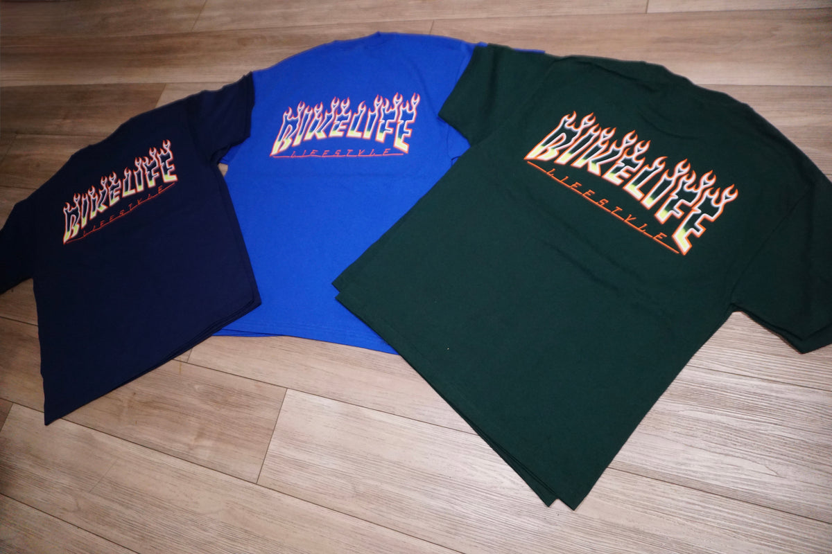 BLLS 🔥 “FLAME ‘EM UP” SHIRT (PINE GREEN/ ORANGE/ SAFETY YELLOW)