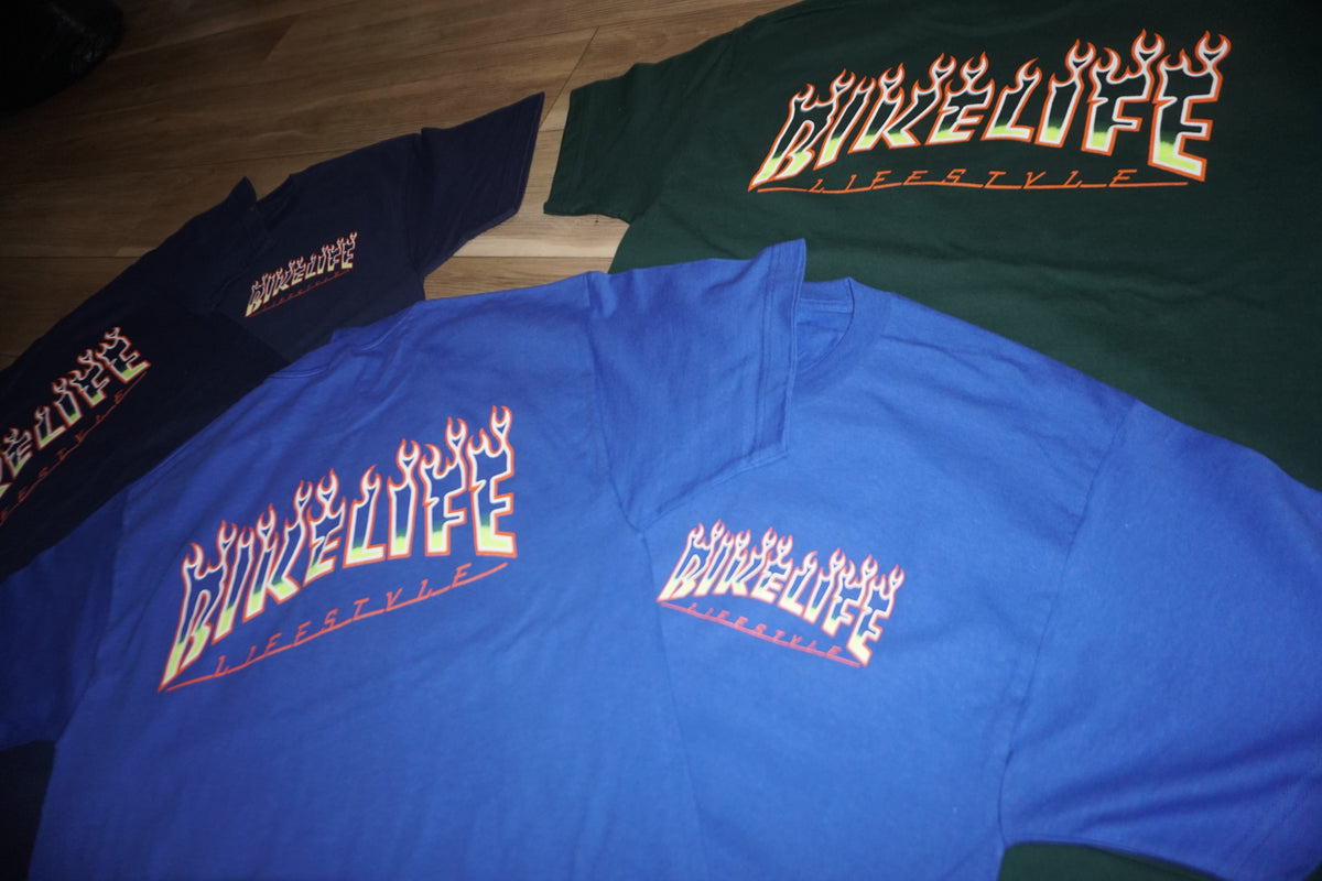 BLLS 🔥 “FLAME ‘EM UP” SHIRT (ROYAL/ ORANGE/ NEON YELLOW)