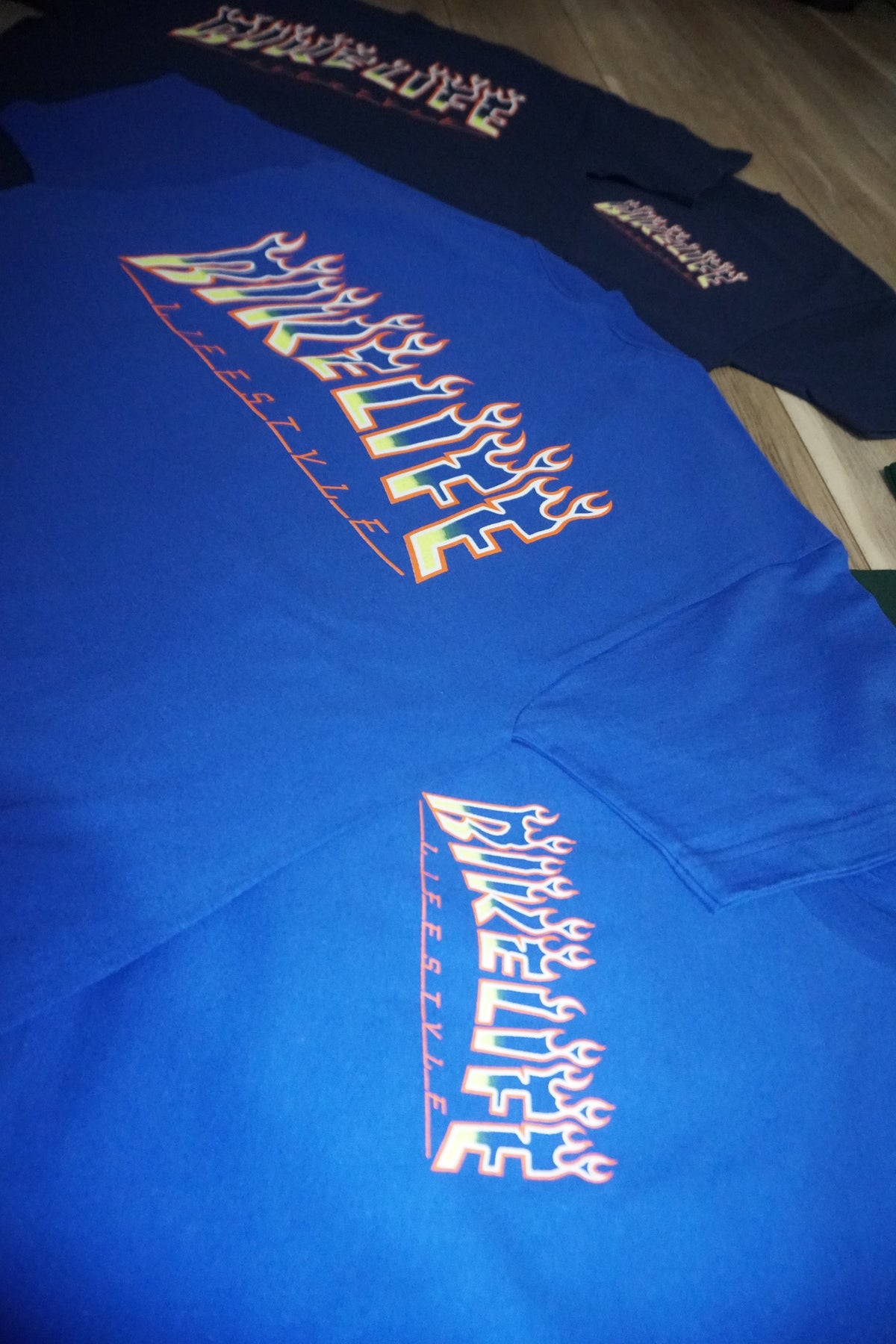 BLLS 🔥 “FLAME ‘EM UP” SHIRT (ROYAL/ ORANGE/ NEON YELLOW)